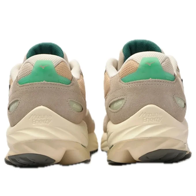 MIZUNO Wave Rider B “Lichtbeige Donkergrijs Mintgroen”